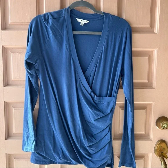CAbi Blue Long Sleeve Wrap Top - Picture 1 of 6